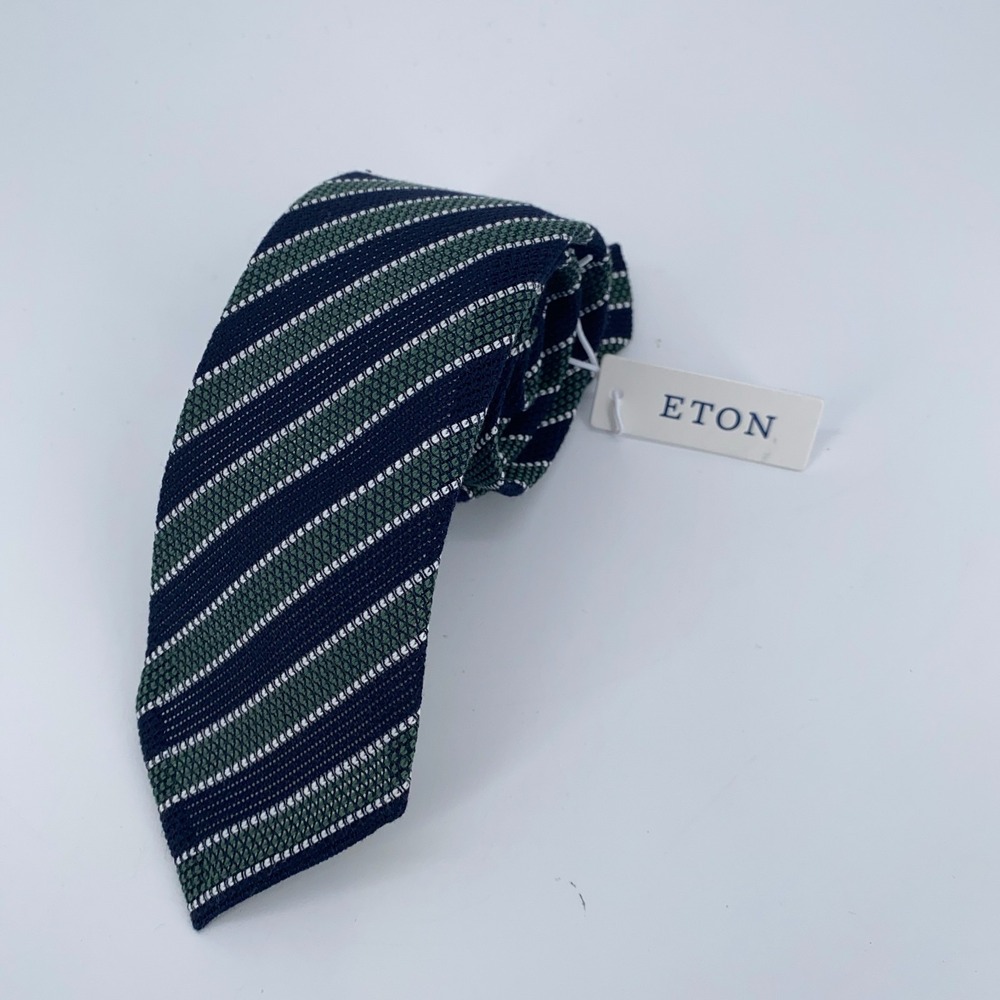 Eton Tie Mens One Size Multi Striped Silk Blend Classic Necktie Italy Made‎ NWT
